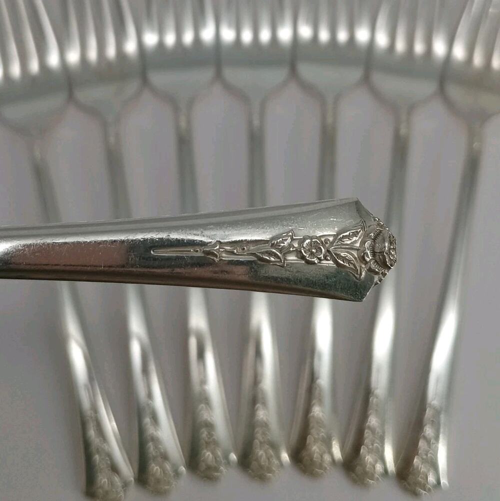 8X SF c1949 SPRING GARDEN SILVERPLATED Salad Forks Holmes Flatware